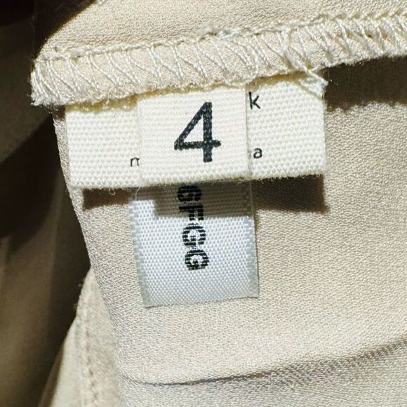 L'AGENCE Beige Shimmery Metallic Ruffle Silk Snap Button Blouse Size 4 - Picture 8 of 8